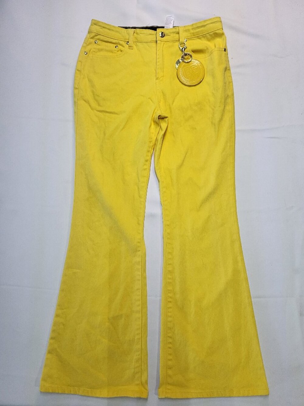 DG2 by Diane Gilman Yellow Flare Bell Bottom Jeans Size 10